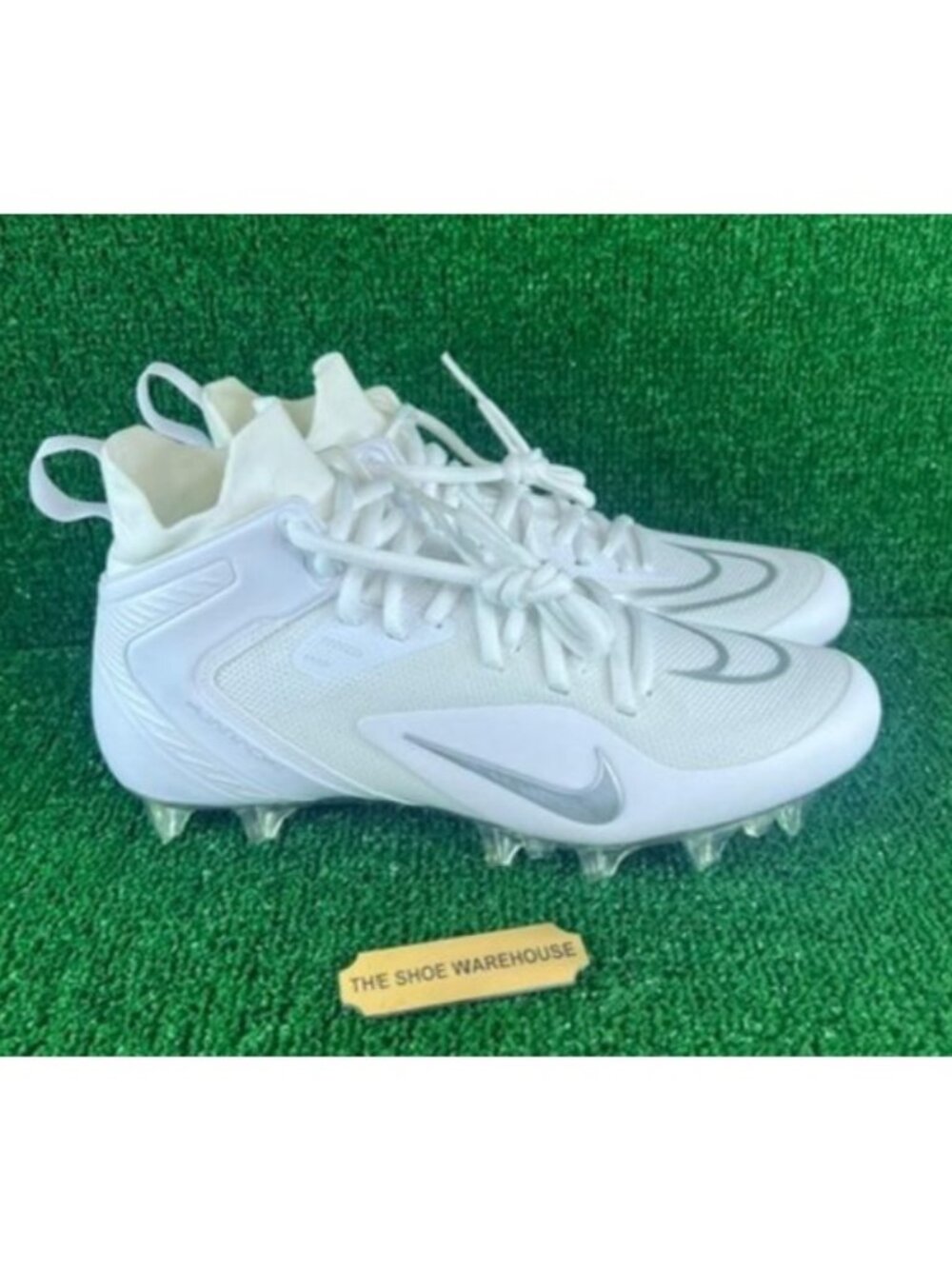 Men Nike Alpha Huarache 8 Elite White LAX Lacrosse Cleats CW4440-100 Sz 9.5